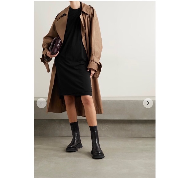 NWT FRANKIE SHOP Dress Layered cotton-blend jersey black midi - Picture 4 of 4